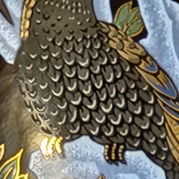 DARK BLUE & GOLD JAPANESE VASE-PEACOCKS & PINK FLOWERS-9 1/2" TALL - Picture 12 of 16